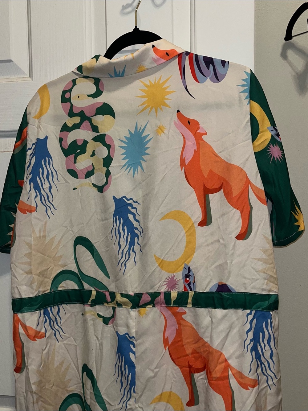 Sleeveless Printed Maxi Jumpsuit in Cream with Colorful Animal snake Motif